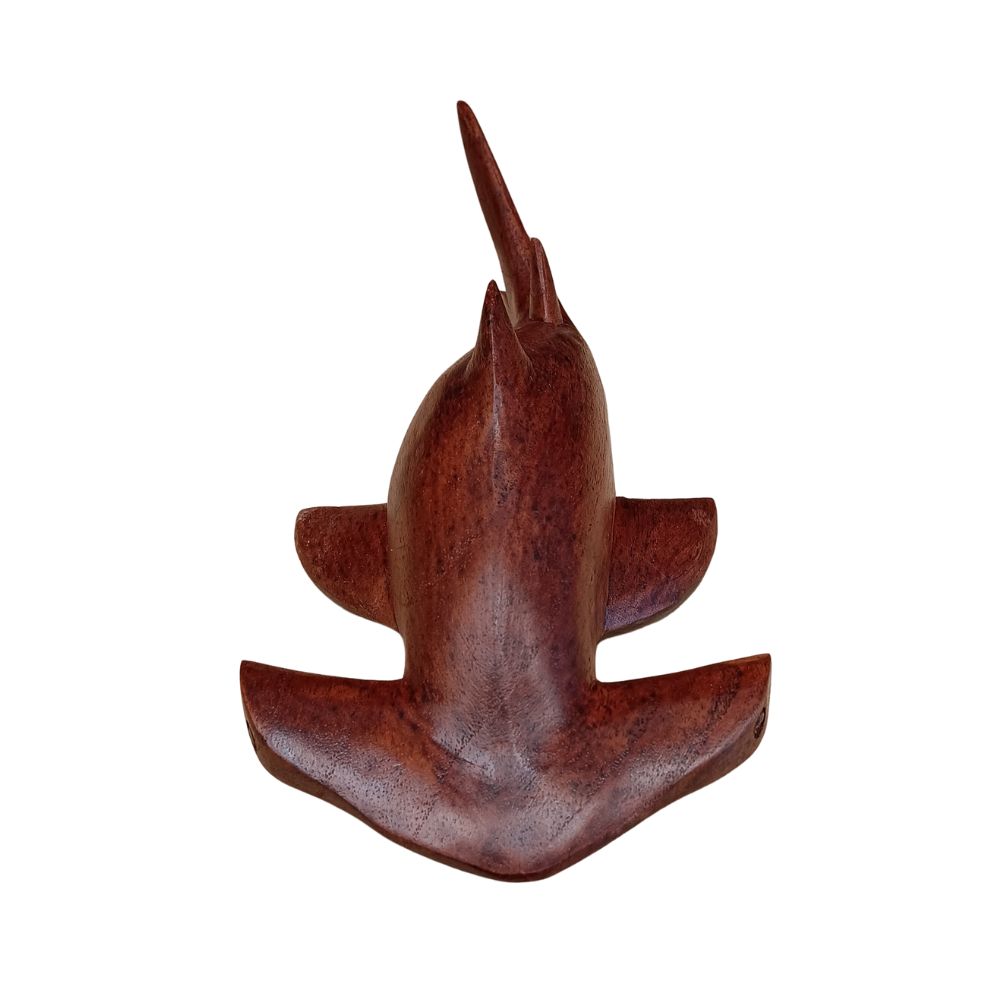 Hand-Carved Wooden Hammerhead Shark Figurine