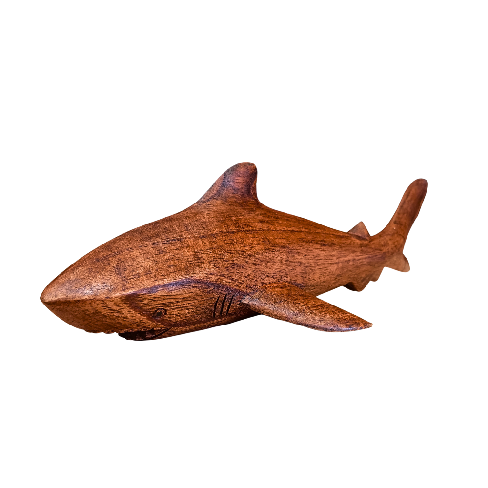 Hand-Carved Wooden Shark Figurine