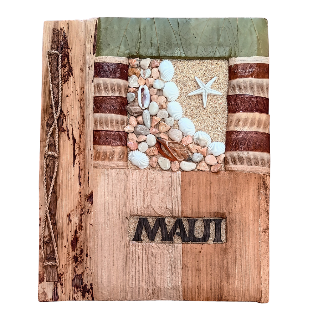 Handmade Hawaiian Photo Album – Natural Seashell & Starfish Design (Hawaii, Maui. Kauai)
