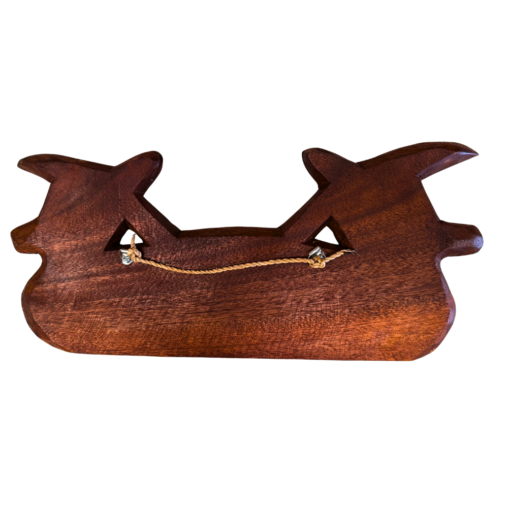 Hand-Carved Suar Wood “Aloha” Sea Turtle Sign – 14.5" Hawaiian Decor