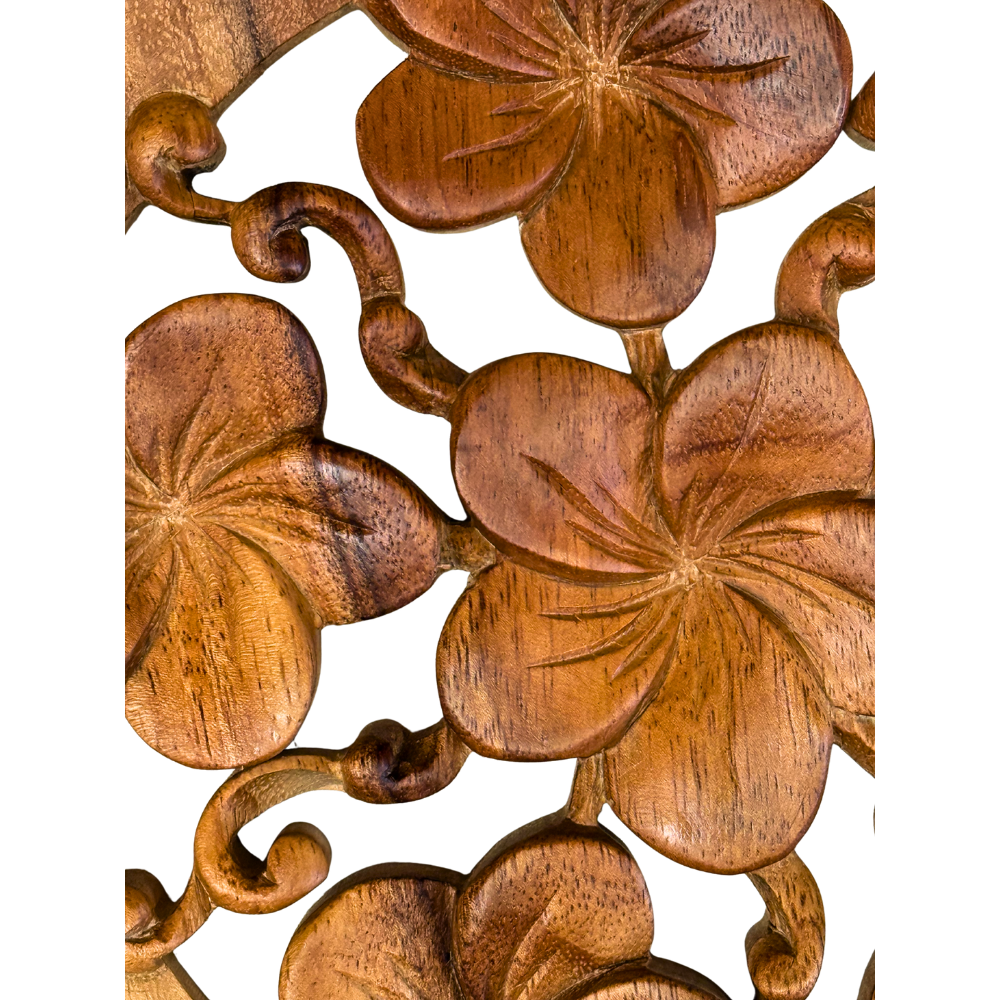Hand-Carved 10.5" Plumeria Flower Wood Wall Plaque – Hawaiian Decor
